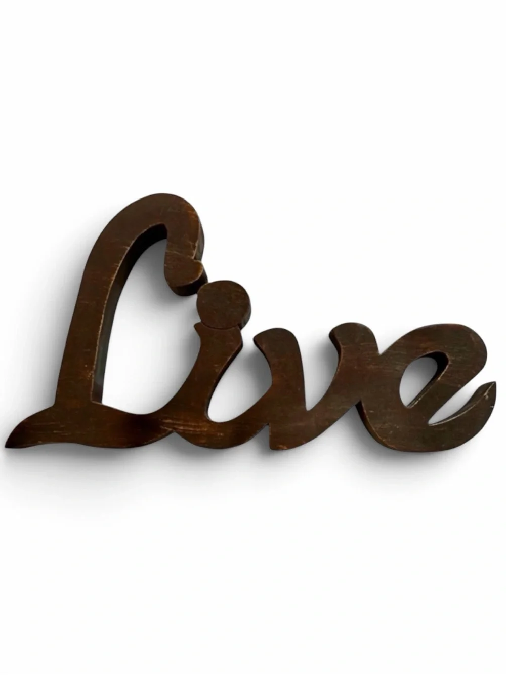 Pier 1 Imports Dark Brown Large Solid Wood “Live” Freestanding Sign